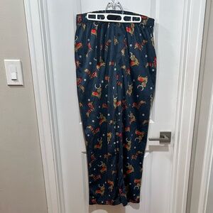 Men’s Navy Pants with Dachshund Reindeer Print
